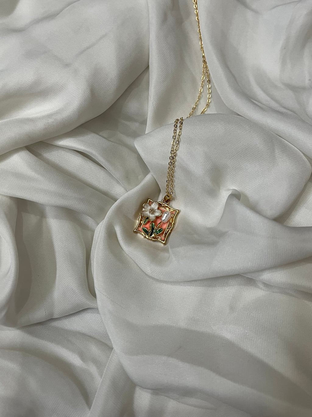 Square Floral Pendant