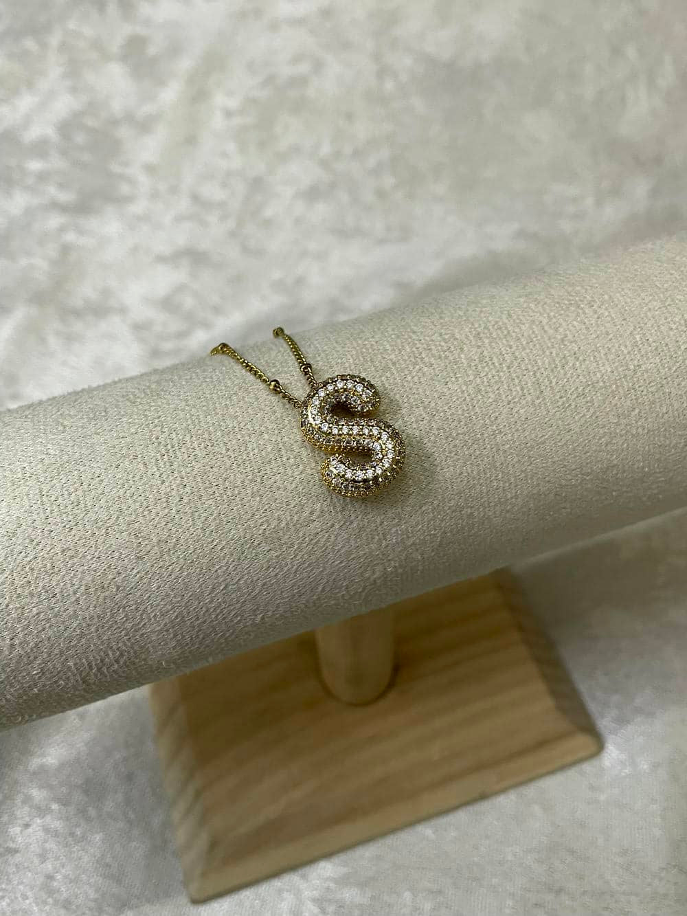 S Initial Necklace Iced