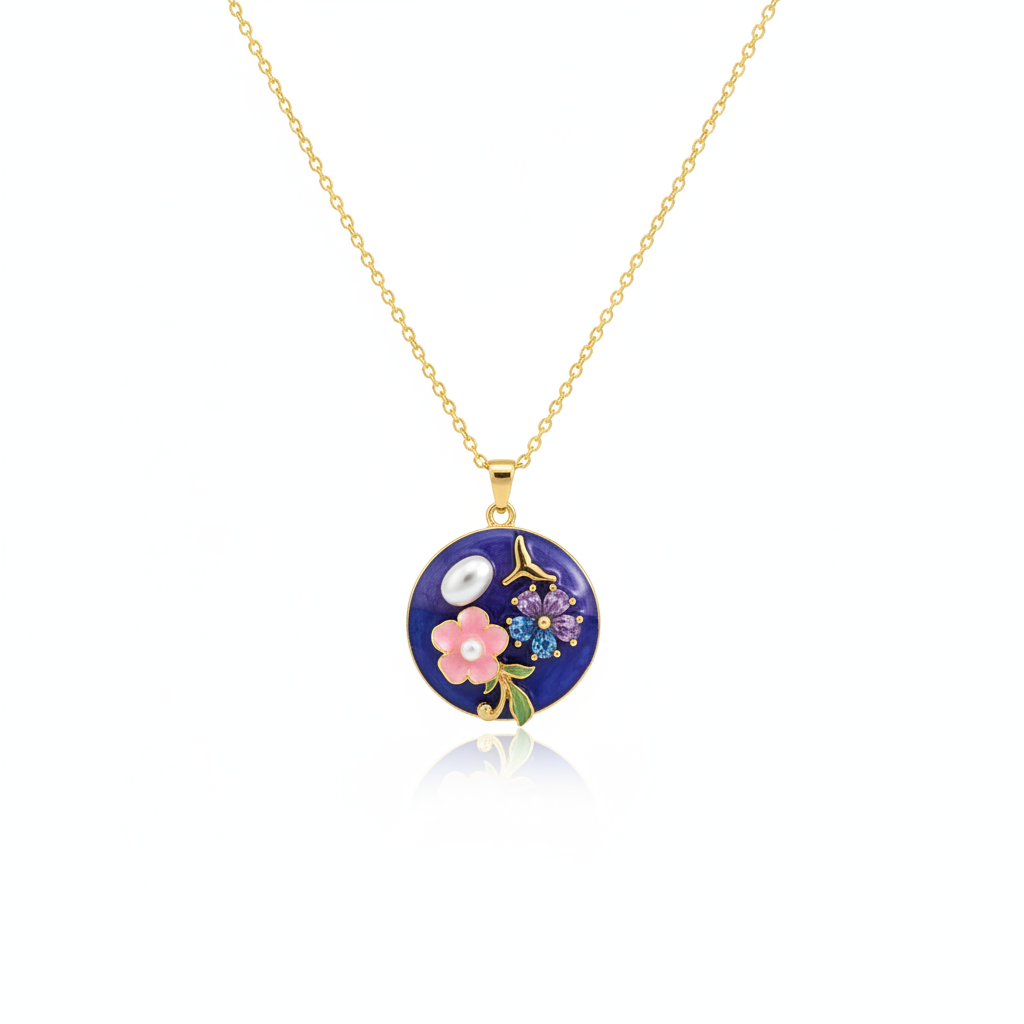 Blue Purple Floral Pendant – Remade