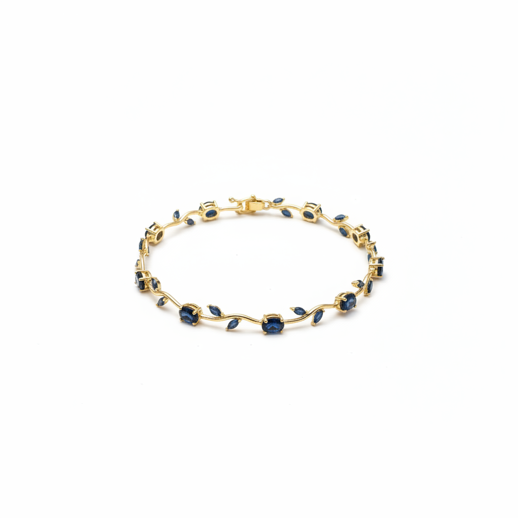 Navy Blue Gold Bracelet Circle