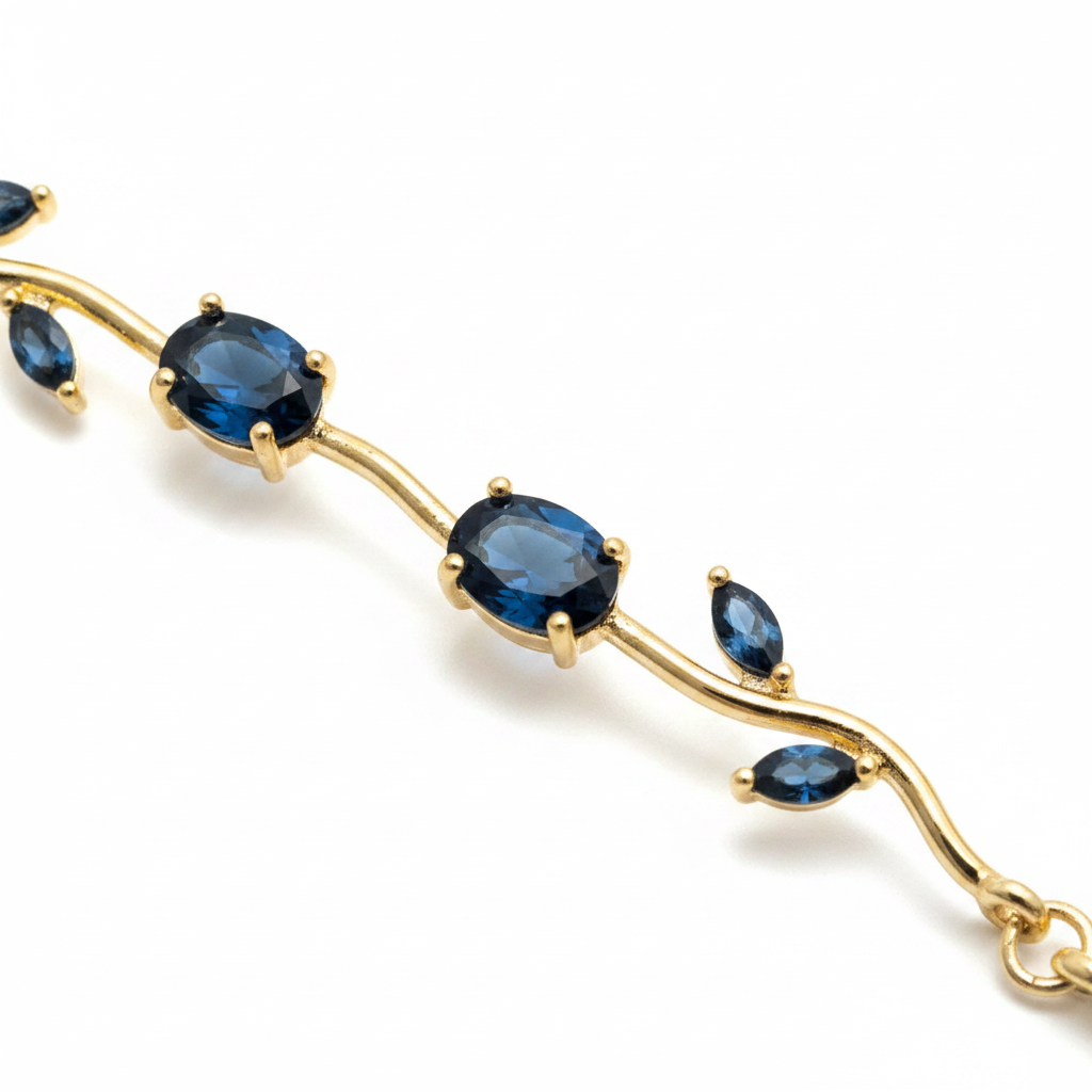 Navy Blue Gold Bracelet Macro Closeup