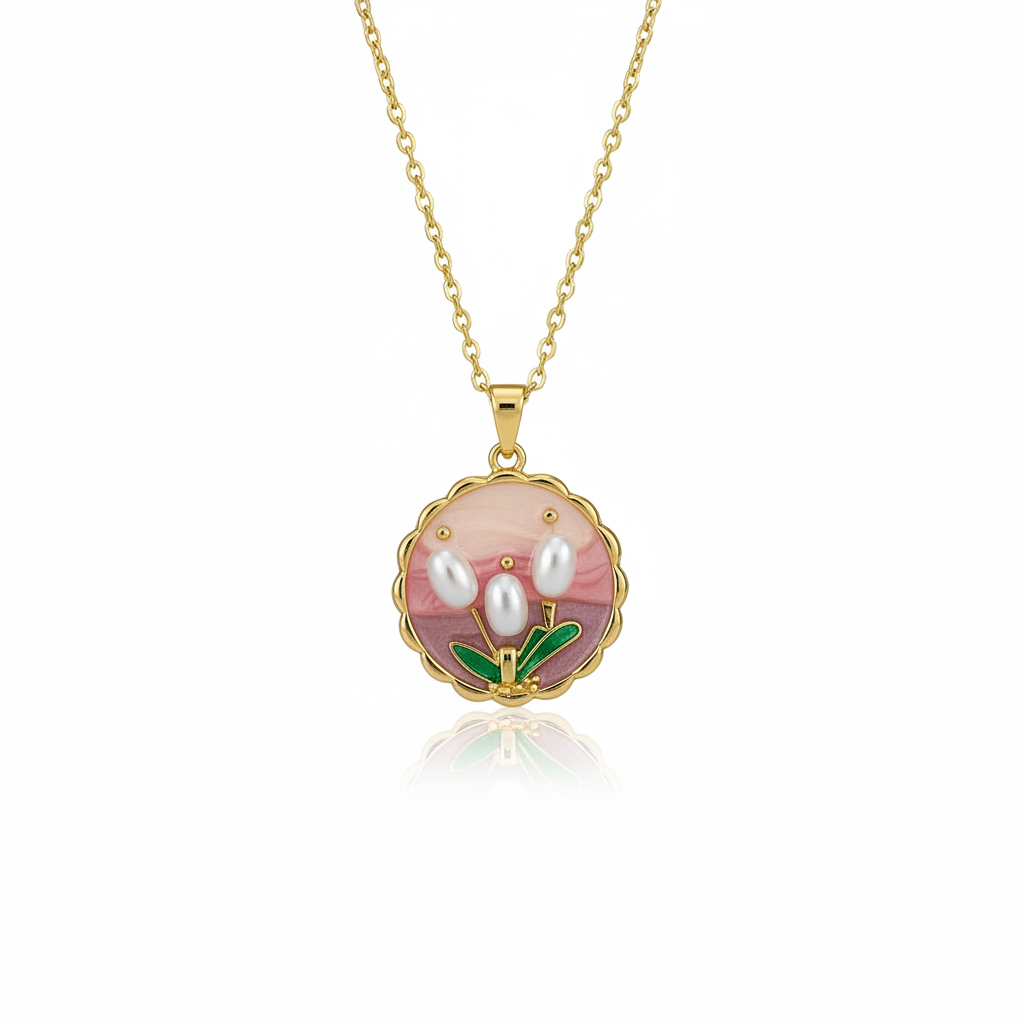 Pendant 2 - Pink Enamel