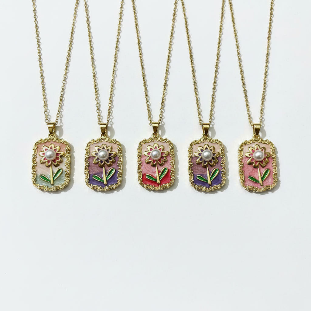 Sunflower Necklace White Studio