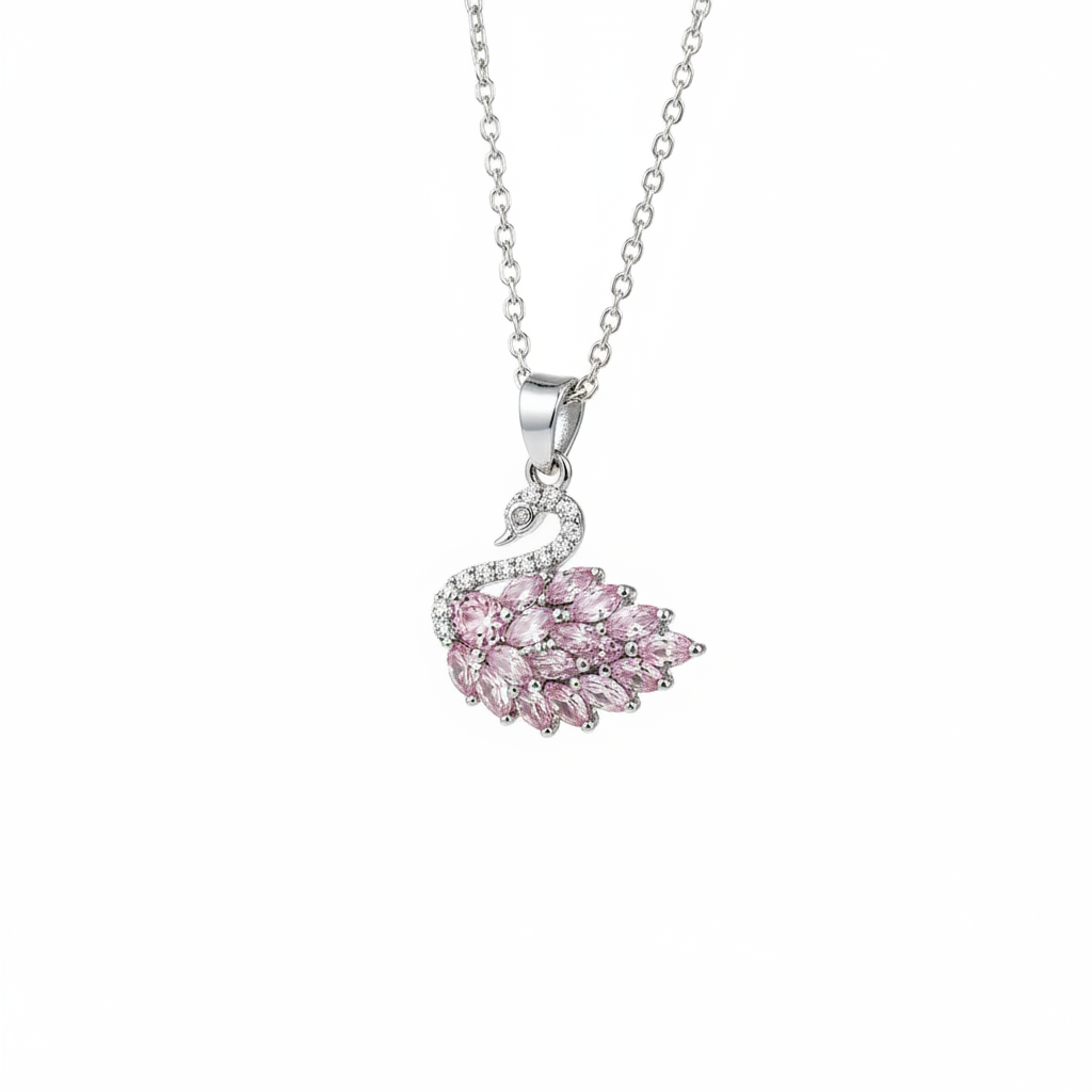 Swan Crystal Pendant – Studio White Background