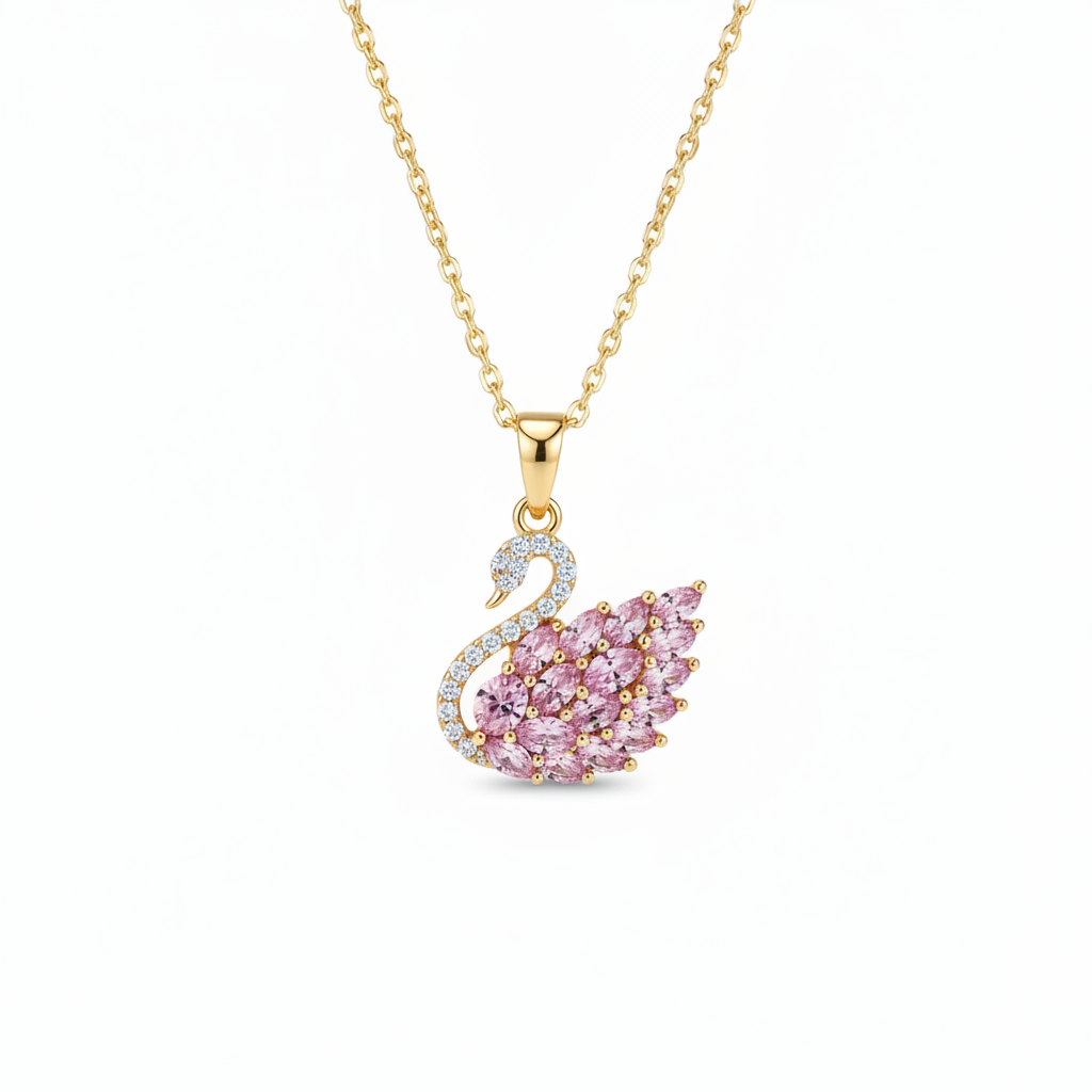 Swan Pendant – Gold with Silver Eye